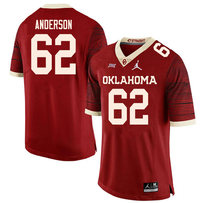 Men #62 Nate Anderson Oklahoma Sooners College Football Jerseys Sale-Retro